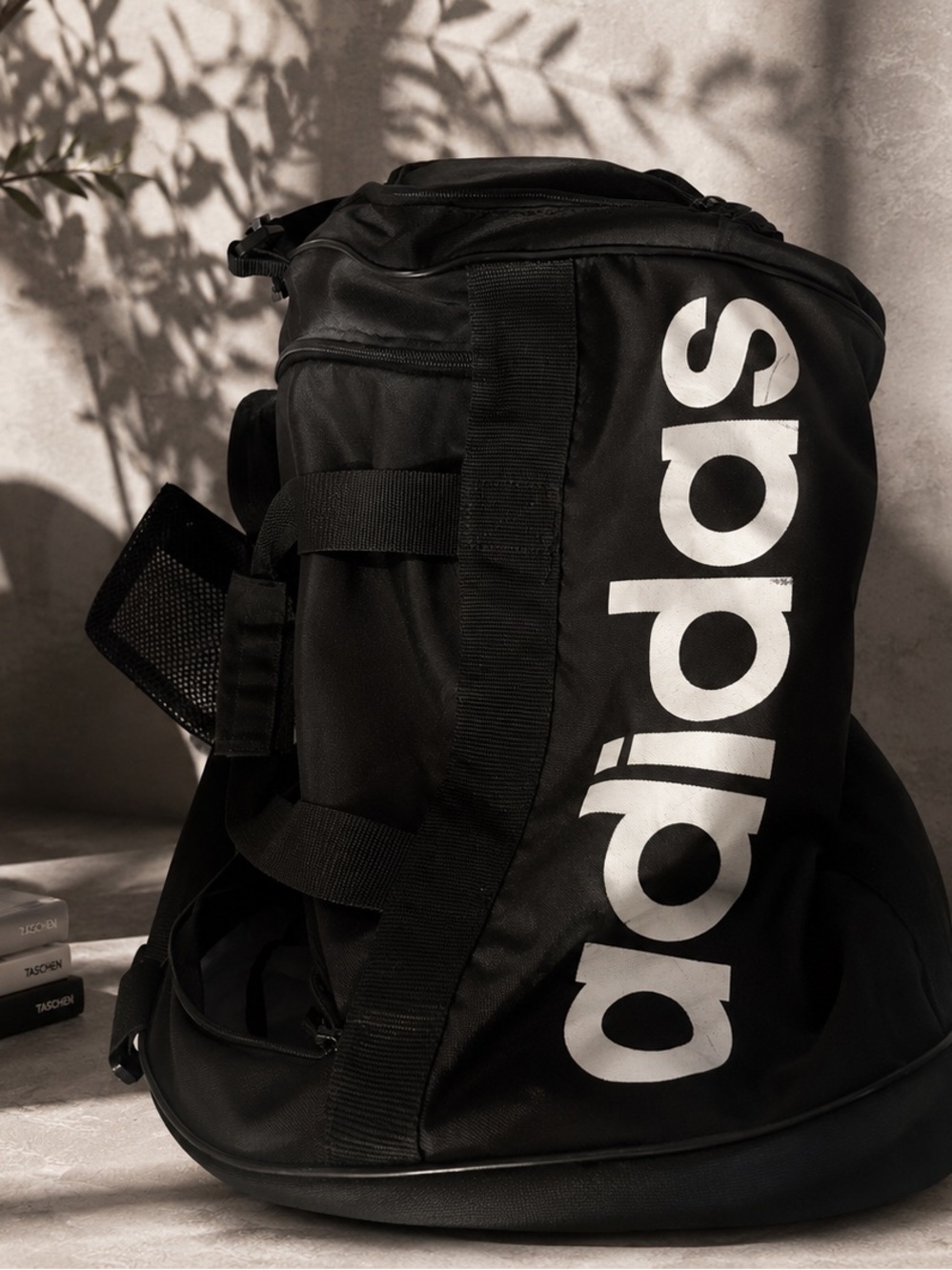 adidas Black Duffel Bag with White Logo